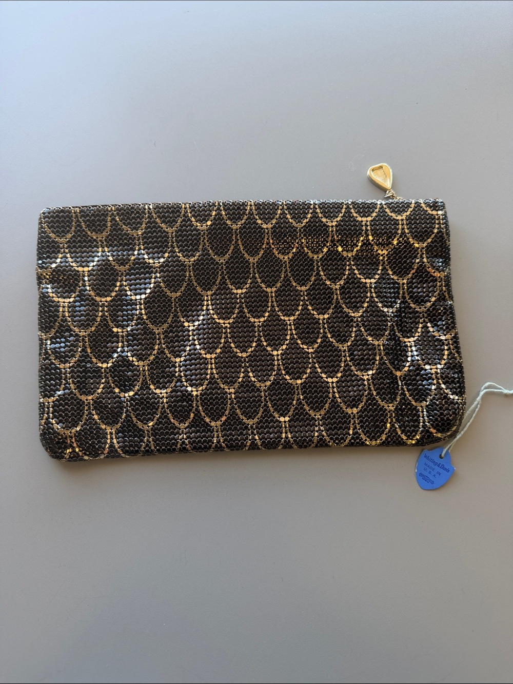 Whiting & Davis Black and Gold Mesh Evening Clutch